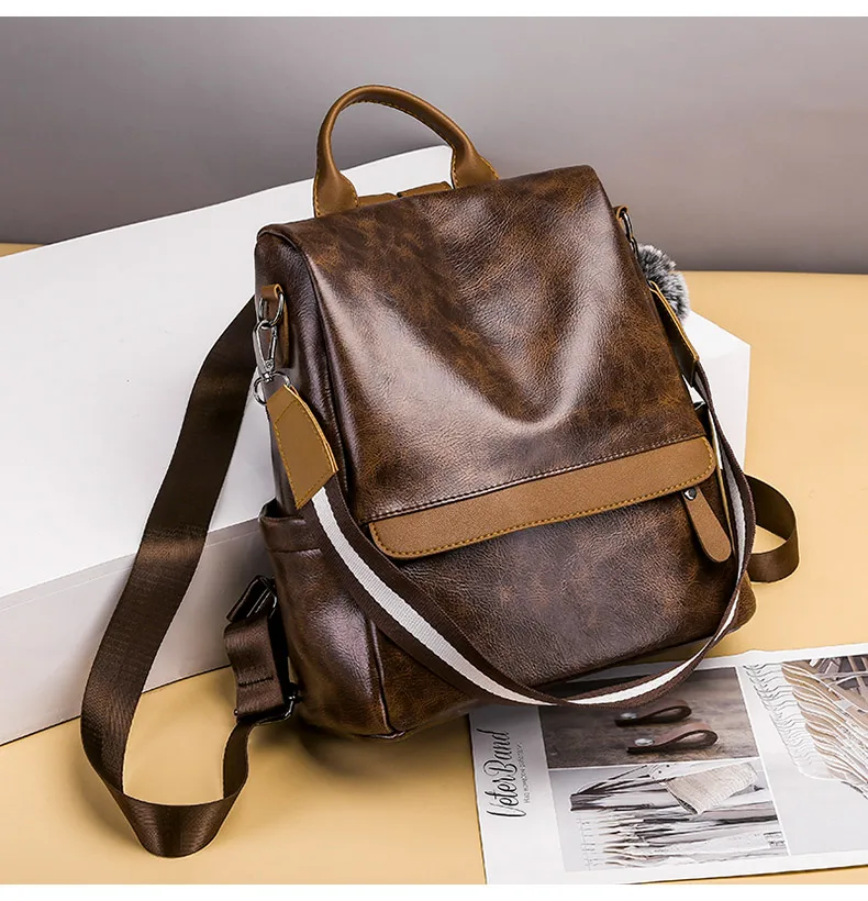 Женский кожаный рюкзак с защитой от краж, большой коричневый Многофункциональный школьный рюкзак для девочек-подростков, женские дорожные рюкзаки mochila XA85H