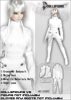 

CC61B White/Red/Blue Colors Bodysuit 1:6 Scale Girl Black Leather Jumpsuit Suit Clothes for 12" Female Action Figures Bodies