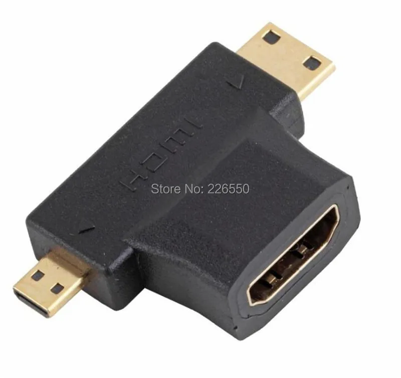 300 шт. портативный адаптер HDMI Мама Мини Micro папа V1.4 90 градусов 2 в 1| |
