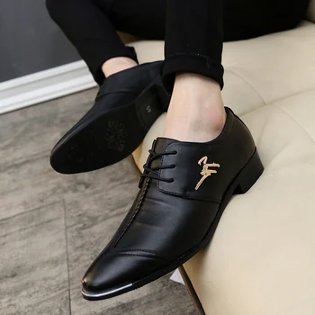 

Popular Metal Pointed Toe Men Oxfords Shoes Handmade Stitches Fashion Business Leisure Leather Shoes For Men