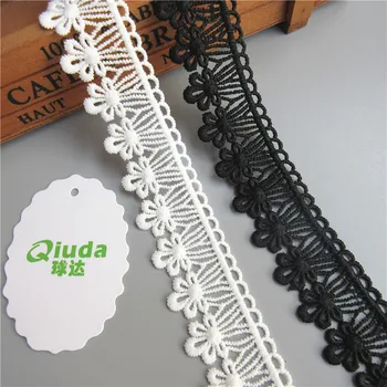 

2 yard White and Black Cotton Flower Embroidered Lace Trim Ribbon Fabric Handmade DIY Sewing Supplies Craft Decoration 3CM
