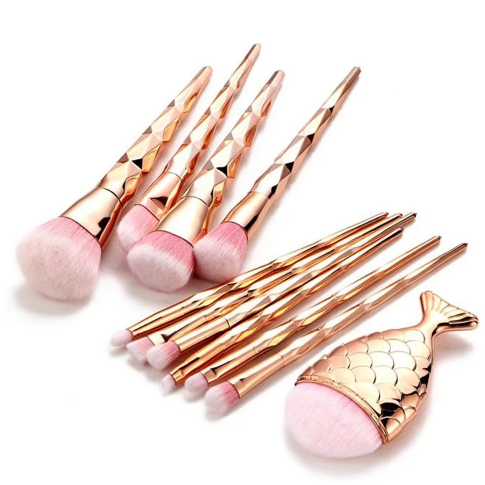 

11Pcs Diamond Makeup Brushes Set Powder Foundation Eye Shadow Blush Blending Cosmetics Beauty Make Up Brush Tool Kits