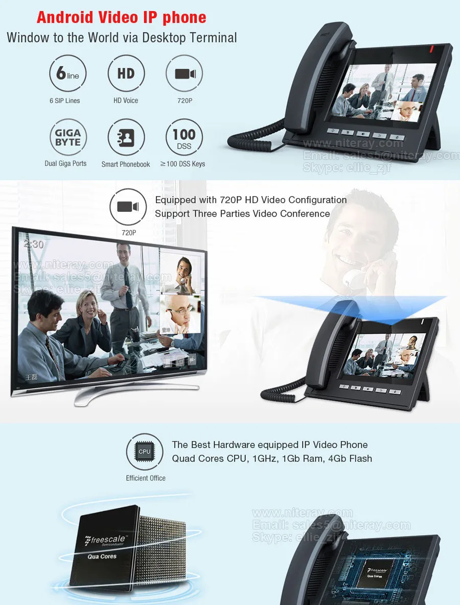 Best 6 SIP lines ip phone support PoE function 0