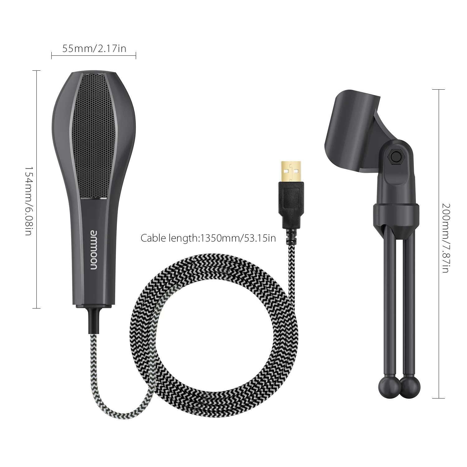 Ammoon USB проводной конденсаторный микрофон с настольным мини штативом Подставка