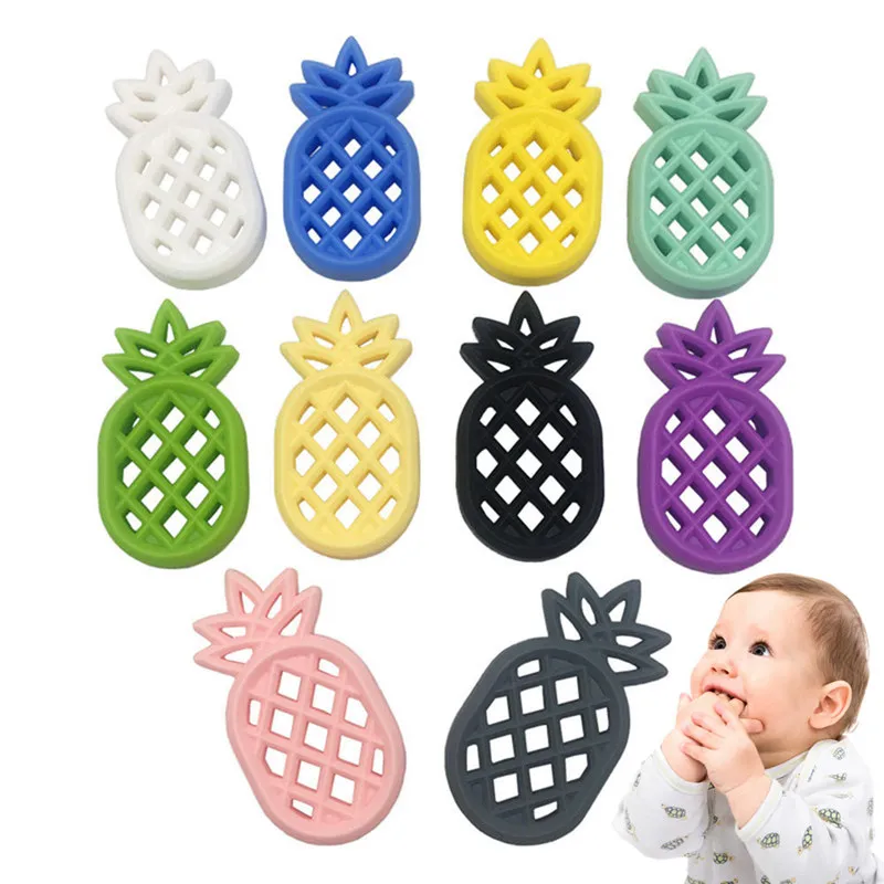 

Pineapple Teether Baby Teething Toy BPA Free Soft Silicone Teether DIY Necklace Pendant Chew Toys