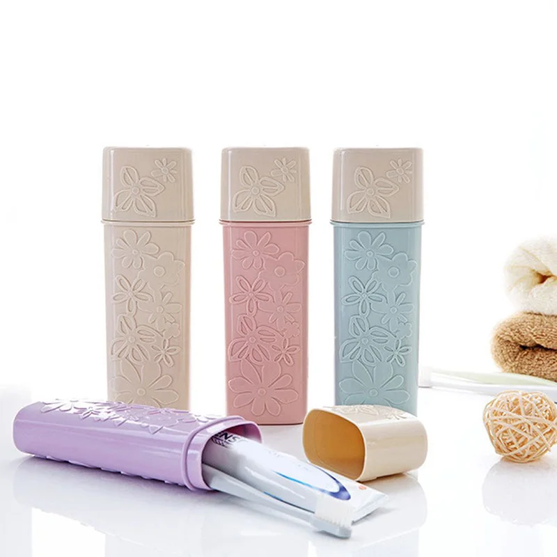 Travel Toothbrush Box Toothpaste Holder Flower Carved Washing Cup Toothbrush Cartridge Protector Sleeve Box Bathroom Products