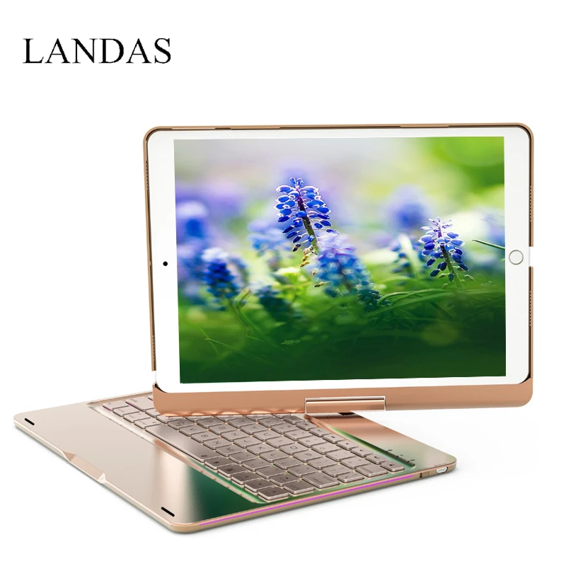  Landas For iPad 10.5 Keyboard Case Cover 360 Rotation Backlit Bluetooth Wireless Smart Keyboard For