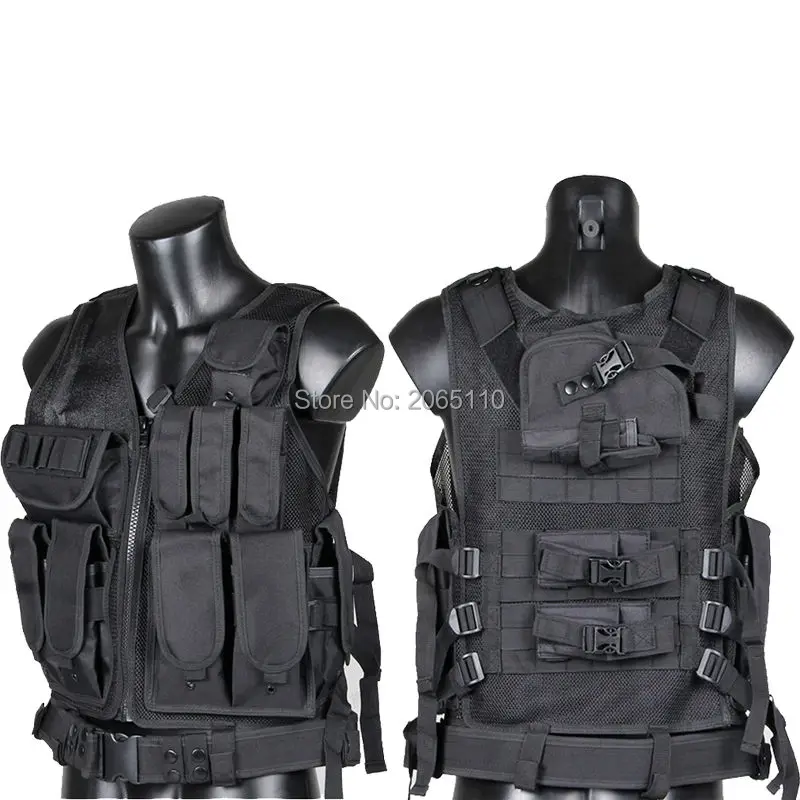 

Tactical Military SWAT Police Airsoft Camo Molle Combat Vest w/ Pistol Holster For Hunting Airsoft Paintball