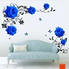 Large blue rose flowers Sofa/TV Background Wall Sticker Home Decoration DIY bedroom Living room Mural art Decals poster stickers ► Photo 3/6