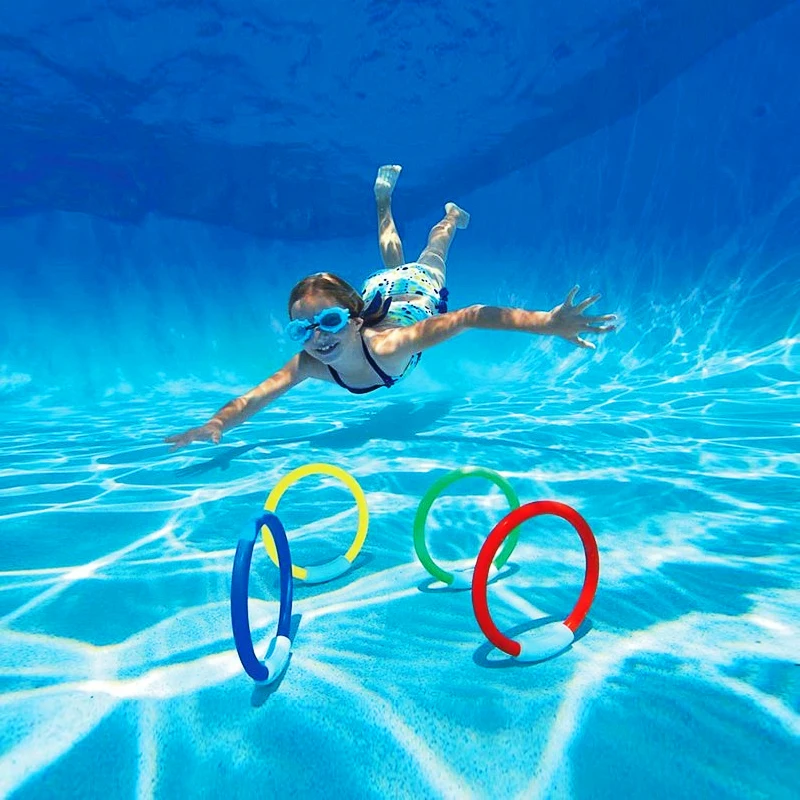 4PCS Underwater Swimming Ring Pool Dive Rings Kids Pool Swim Fun Dive Toys Gift 