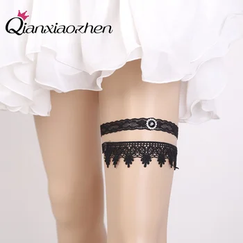 

Qianxiaozhen 2pcs/set Black Lace Leg Wedding Garter Bridal Garters Wedding Accessories Wedding Supply Garters Decorations
