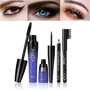 

Menow 3pcs/set black mascara waterproof Thick Curling Lengthening mascara for 3D eyelash extension eyes kits with liner MN070