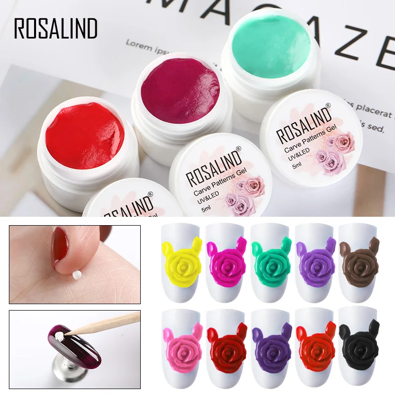 

ROSALIND UV Gel Nail Polish Carved Patterns Varnish Hybrid Semi Permanant UV Nail Art Polish All For Decoration Top Base Coat