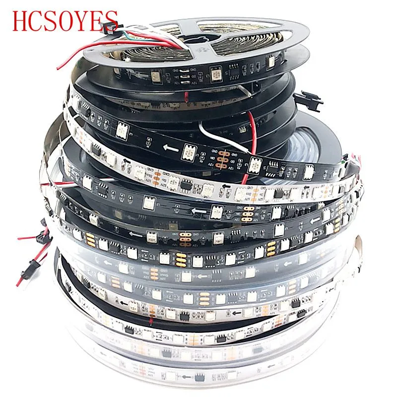 WS2811 5 м/рулон DC12V 2811 ic 5050 SMD независимых адресуемых цветных(RGB) светодиодных лент, 30/48/60 светодиодов/m led pixels1 ic control налобный фонарь на 3 светодиодах