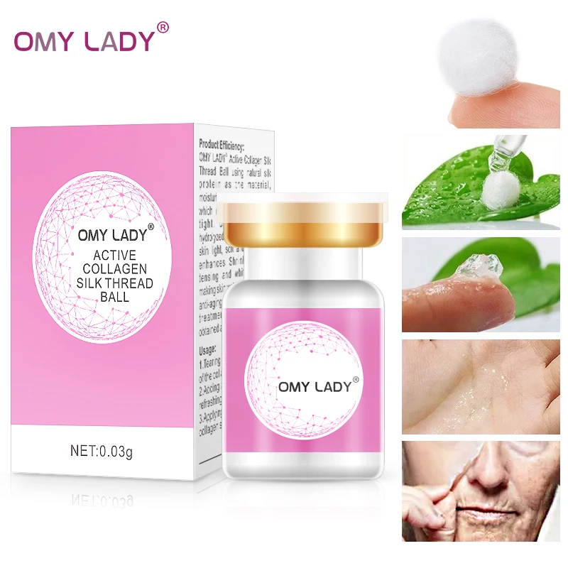 

OMYLADY Active Collagen Silk Thread Ball Face Serum Collagen Essence Natural Silk Protein Moisturizing Shrink Pores Anti-aging