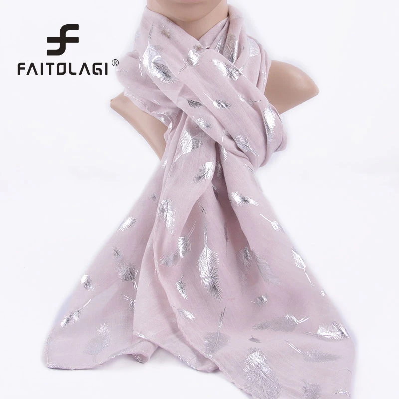 

2019 Fashion Women Winter Scarf Warm Long Scarf Feather Ladies Shiny Bronzing Scarf Women Fitting Wraps Wholesale 80x200CM
