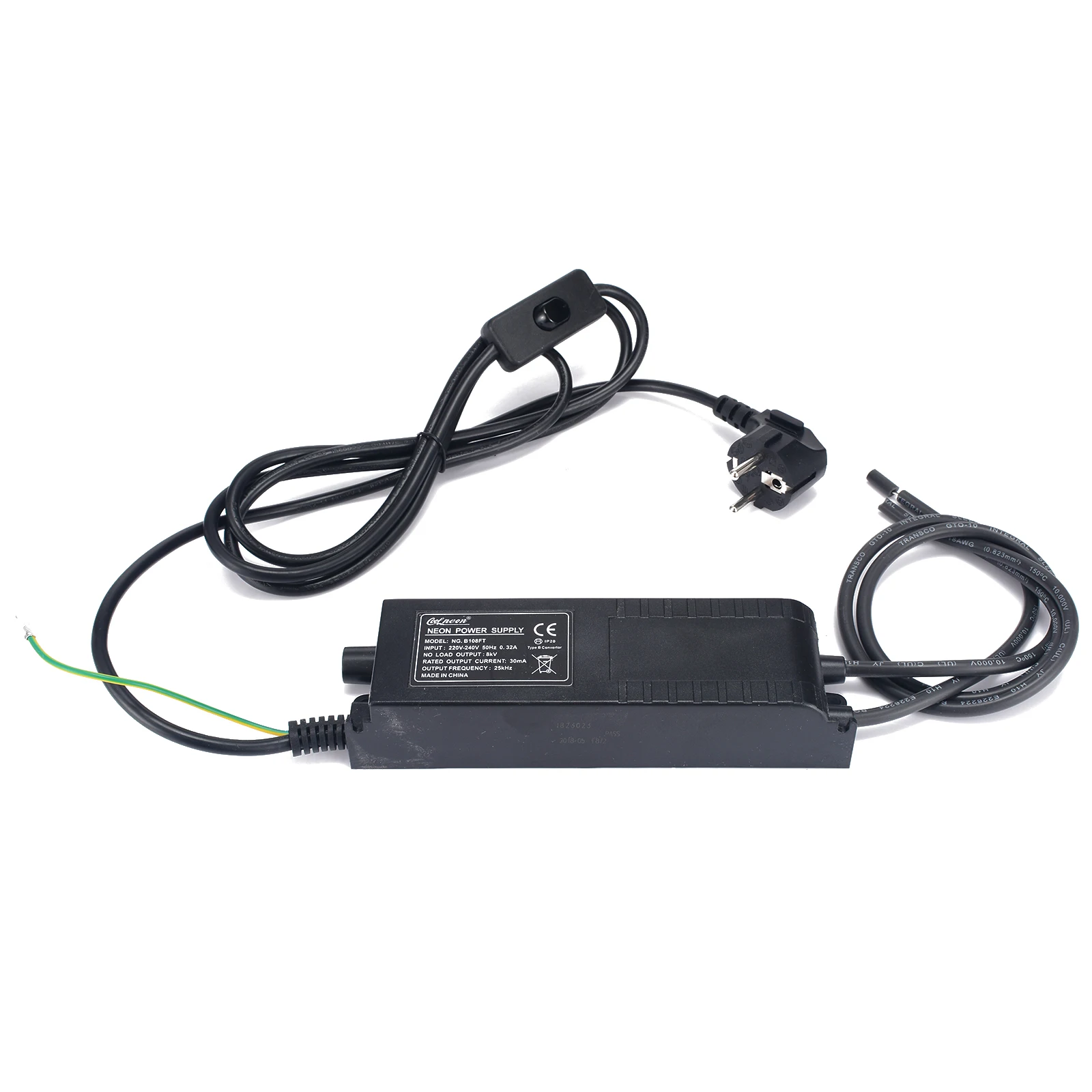 EU Plug Neon Transformer Power Supply With Dimmer Neon Adjust Ballast 8KV 220V 30mA For Indoor Use