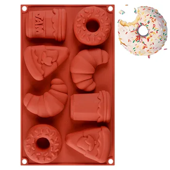 

8 Holes 3D food shaped Silicone Mold Handmade Soap Mold Chocolates fondant Biscuit Pudding Mold for festival party Decorating