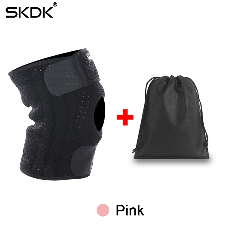 Розовый SKDK, 1 шт., наколенник, 4 пружинные петли, профессиональная спортивная безопасность, наколенник, наколенник, защита, силиконовый Противоскользящий ремешок - Цвет: Розовый