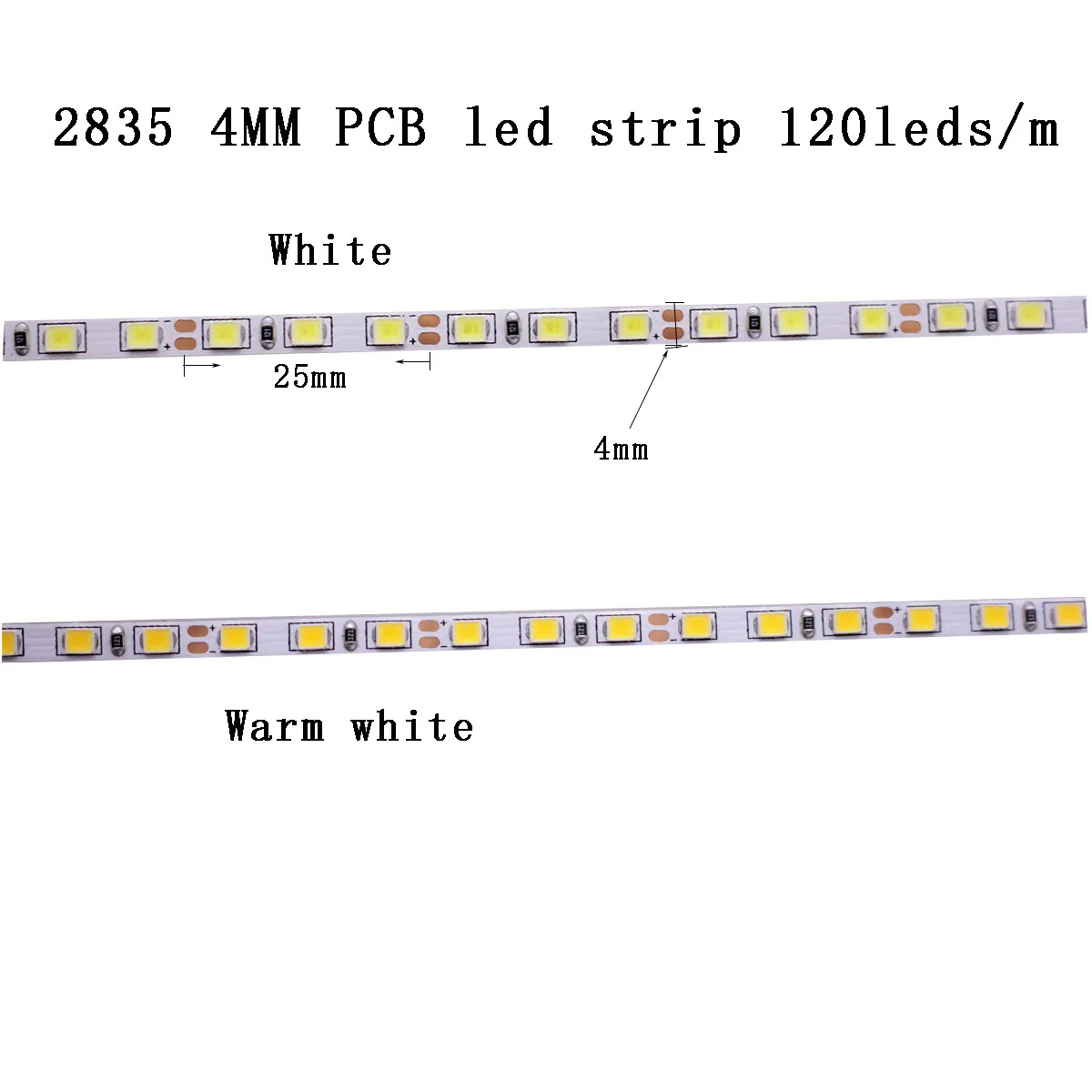 CRI> 80 высокое качество 0,2 Вт 2835 Светодиодная лента 4 мм 10 мм PCB 120 светодиодный s 240 светодиодный s/M DC12V 24 В гибкий светодиодный светильник теплый белый/белый NW 5 м/лот