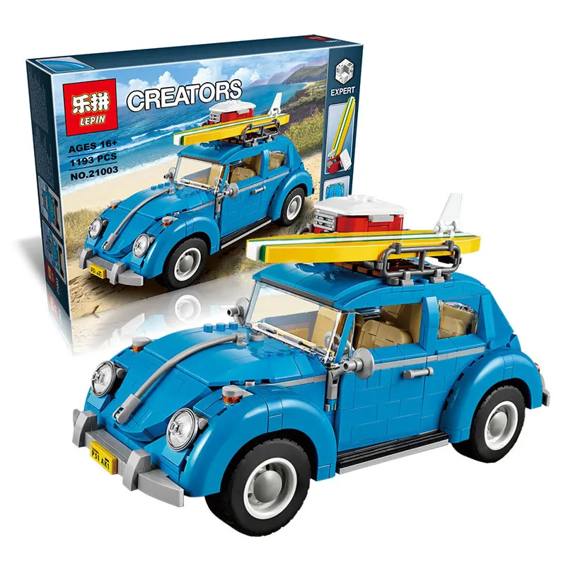 

LEPIN 21003 Creator Series City Car Beetle model Building Blocks Compatible 10252 Blue Technic children toy gift