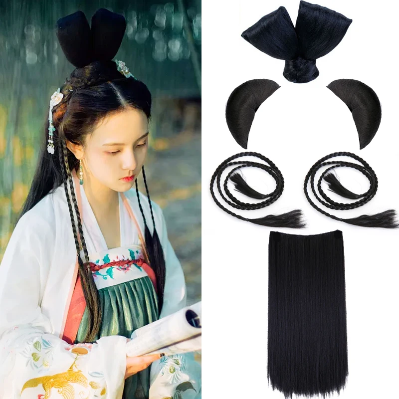 DIFEI Synthetic Chignons Hair Scrunchies Extensions Hair Piece Wrap Ponytail Hair Tail Updo Fake Hair Bun Hairpiece Accessories