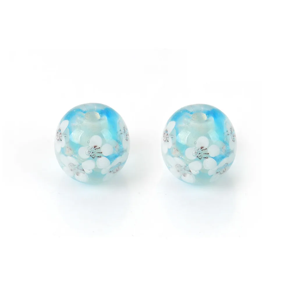 

DoreenBeads Lampwork Glass Japanese Style Beads Round Multicolor Flower About 16mm( 5/8") x 16mm( 5/8"), Hole: Approx 3mm, 1 PC