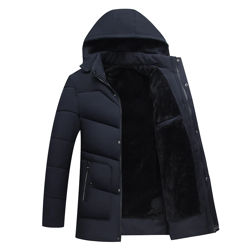 Mannen kleding herren jacken зимние теплые пальто для мужчин, модные куртки, пуховики длинные пальто - Цвет: Тёмно-синий