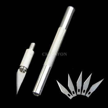 

100Set 5Pcs/Set 2018 Multifunctional Metal Handle Hobby Cutter Knife Craft Pen Phone Repair Tool Blade Knives