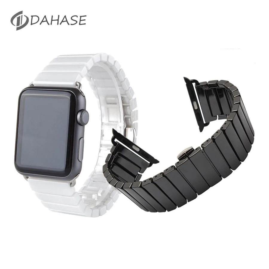 Черный, белый, керамический ремешок для Apple Watch 38, 40, 42, 44 мм, браслет с бабочкой и пряжкой iWatch Series 5, 4, 3, 2, 1, ремешок для часов