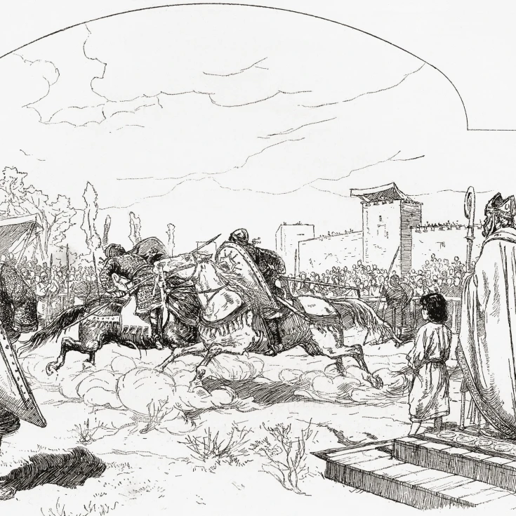 Knights In Medieval Jousting Tournament. From La Leyenda Del Cid Published C.1880. Poster Print (34 x 24)