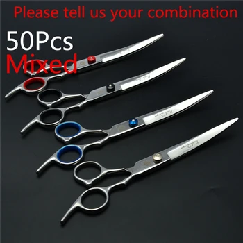 

50Pcs 6.0" 17.5cm Purple Dragon Pro Animal Hair Shears Pets Hair Clipping Scissors Grooming-for-dog Bent Up Cutting Shears Z4001