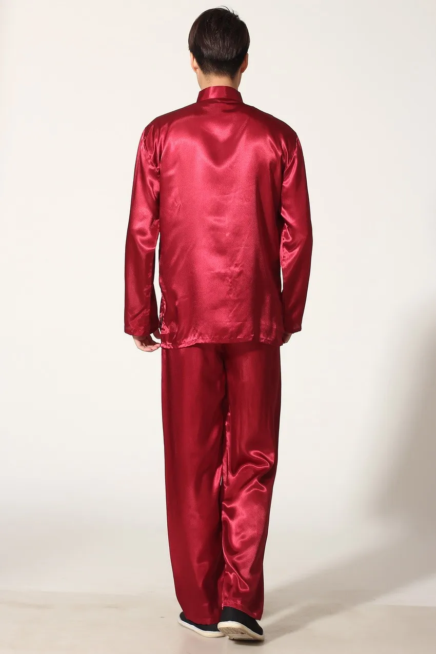 Золотой Вышивка Дракон Китайский для мужчин район кунг-фу костюм традиционный Тай Чи наборы Wu Shu Униформа s m l xl XXL M051-1