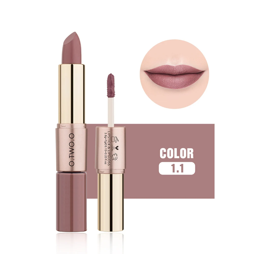 O.TWO.O 2 in 1 Matte Lipstick+Lip Gloss Lips Makeup Cosmetics Waterproof 12 Colors Choose - Цвет: 11