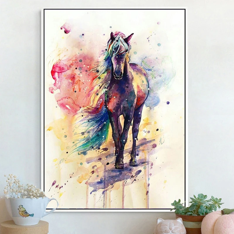 

Creative Canvas Watercolor Horse Painting Home Decoration Personality Frameless Tapestry Wall Hanging Printed Decoration