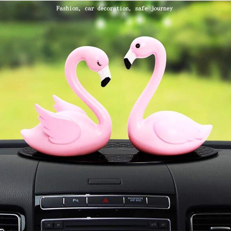 

creative car decoration Flamingo wedding decoratio home Resin car crafts Car Ornaments Auto Interior Decorations 2 pcs one pair