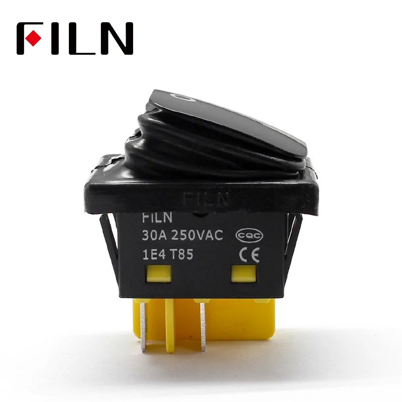 FILN 30A/250V heavy ducty on off IP67 Водонепроницаемый черный пластиковый тумблер 4 штифта Авто Лодка t85 кулисный переключатель без светодиода