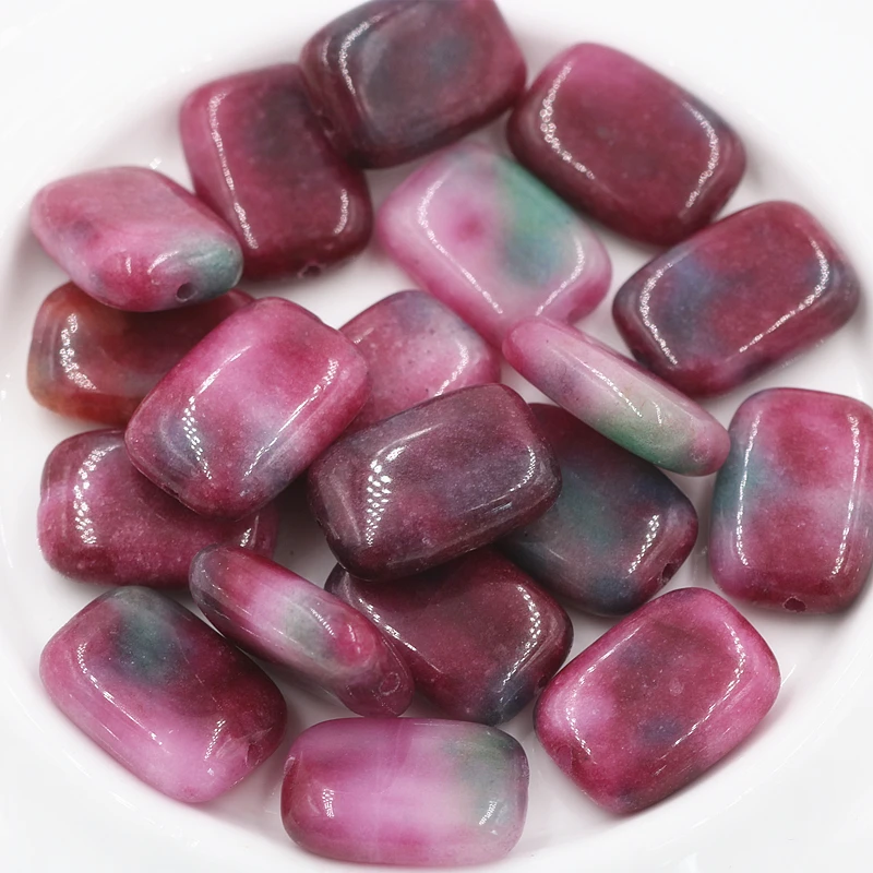 

10pcs/lot Rectangle Natural Persian Stone Beads Purple Green Color Fashion Jewelry Accessories Handmade DIY Making Pendant