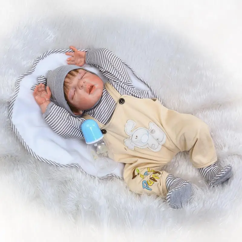 NPK Bebe куклы 23 "полный Силиконовый reborn baby doll настоящий спящий мальчик куклы Настоящий живой Bebe куклы com corpo de silicone menino