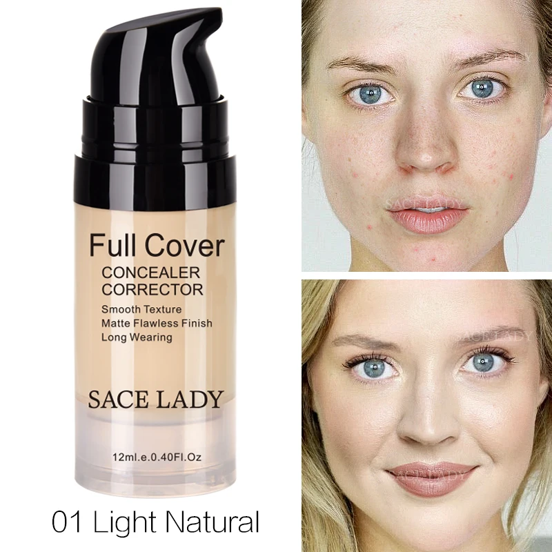 01 Light Natural SACE LADY крем-консилер для лица полное покрытие макияж Жидкий корректор для лица Водонепроницаемая основа макияж для темных кругов Косметика TSLM1 - Цвет: 01 Light Natural