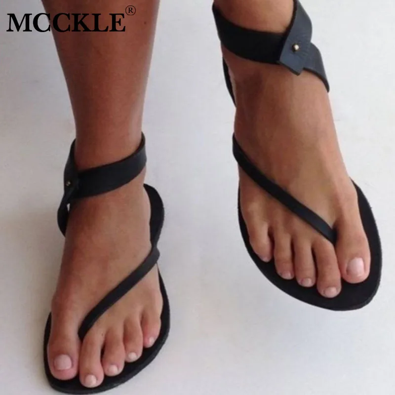 

New Women Gladiator Flat Sandals Summer Ladies Ankle Strap Buckle Flip Flops Female Clip Toe Casual Thong Shoes Plus Size 35-43