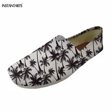 INSTANTARTS/женские тканевые туфли без застежки с рисунком тропических растений и кокосового дерева; модная летняя обувь для девочек-подростков; дышащая обувь на плоской подошве