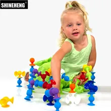 Поп присоски забавные Силиконовые Блоки Мягкие строительные блоки Дети DIY Модель Строительство игрушки для детей мальчиков девочек Рождественский подарок