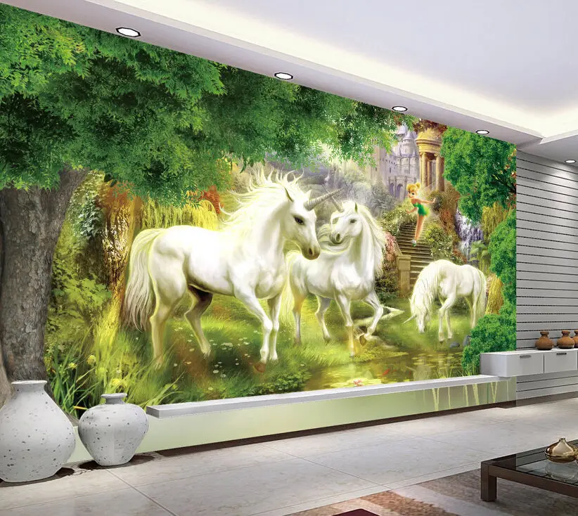 [Self-Adhesive] 3D Unicorn Forest 025 Wall Paper mural Wall Print Decal Wall Murals