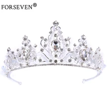Vintage Baroque Silver Alloy Crysta Rhinestones Bride Crown tiara For Wedding Hair Jewelry Handmade Bride Hair Accessories HG037
