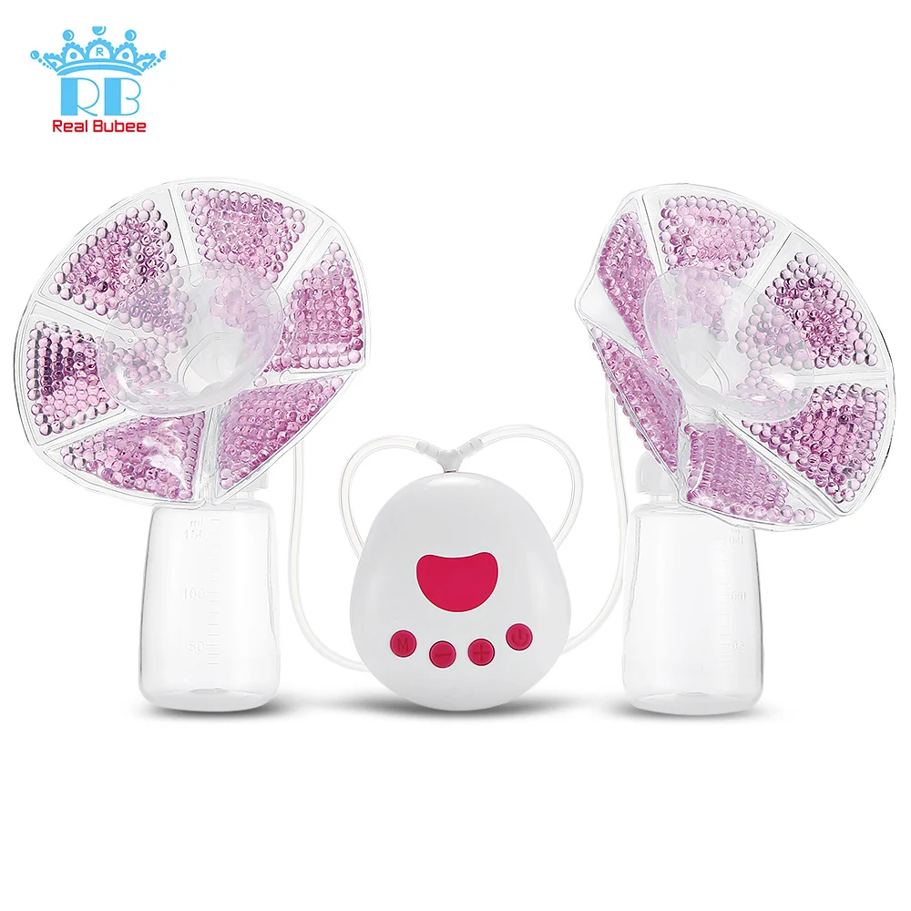 

RealBubee Automatic Double USB Electric Breast Pumps Milk Pumps With Milk Bottle Cold Heat Pad For Mothers Baby Breast Feeding