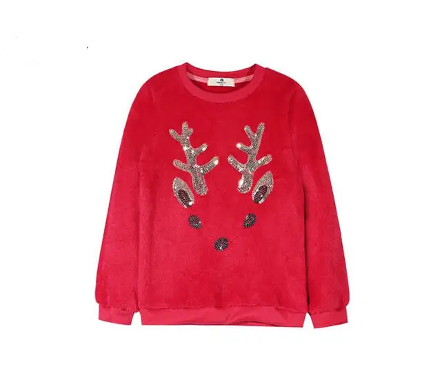 New Autumn Cartoon Deer Sequined Embroidery Pullover Girls Sweatshirt Long Sleeve Children Animal sweatshirt