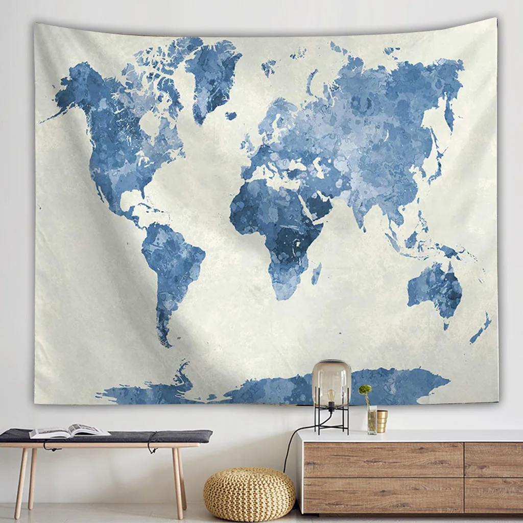 

HSUNordic Style World Map Tapestry Wall Hanging Polyster Beach Towel Polyester Thin Blanket Yoga Shawl Mat Corridor Blanket Home