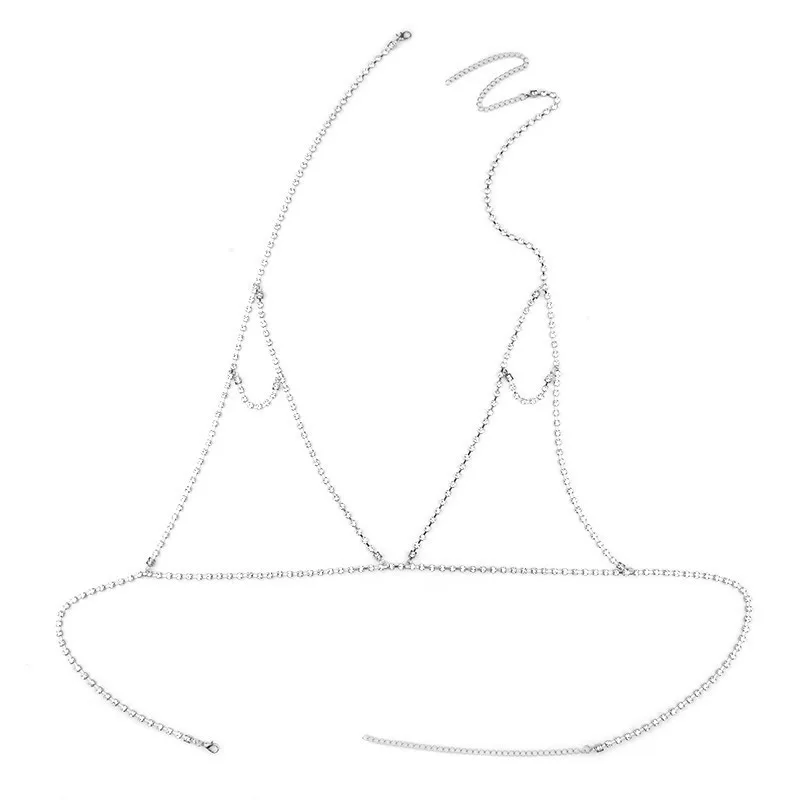 Стильный женский Блестящий Кристалл Стразы ожерелье бюстгальтер грудь тела цепи сексуальное бикини ювелирные изделия
