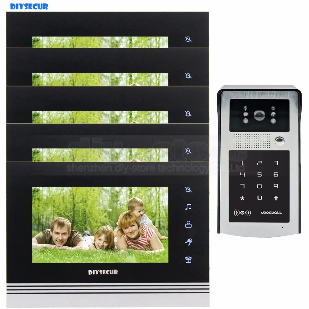 DIYSECUR 7 inch Touch Button Video Door Phone Doorbell IR